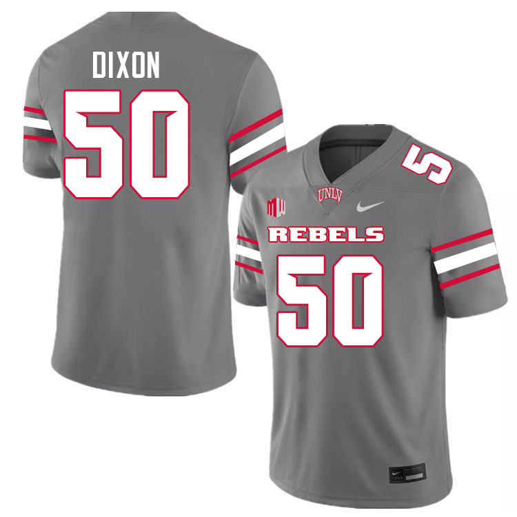 Men #50 Jalen Dixon UNLV Rebels College Football Jerseys Stitched-Grey